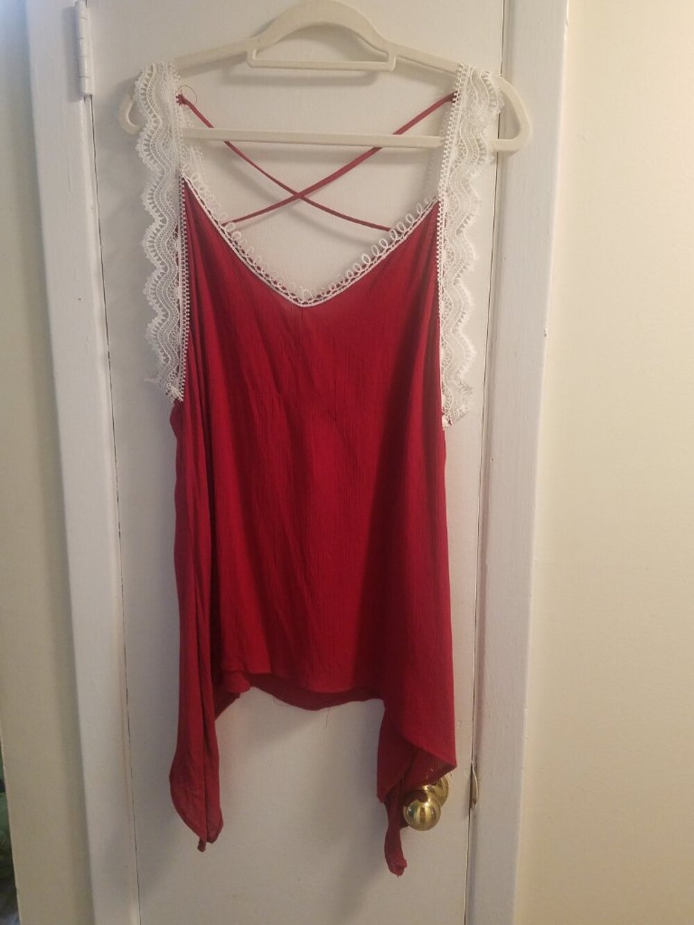 Rosegal Red Lace-Trim Sleeveless Cami Top Size 18